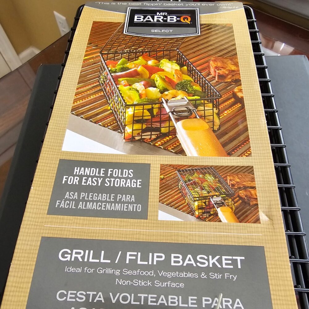 MR. BAR-B-Q Non-Stick Grill /Flip Basket for Seafood, Vegetables & Stir Fry NEW!